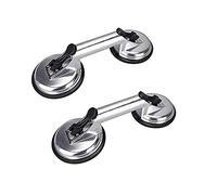 SOLUDE 2 Pack Glass Suction Cup,Aluminium Heavy Duty Vacuum Lifter for Moving Glass/Window/Tiles/Mirror/Granite,Double Gripper Sucker Plate