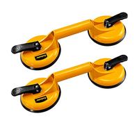 SOLUDE 2 Pack Glass Suction Cup,Aluminium Heavy Duty Vacuum Lifter for Moving Glass/Window/Tiles/Mirror/Granite,Double Gripper Sucker Plate,Yellow