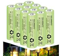 Soluminate AA Solar Light Batteries (400mAh) 1.2V Rechargeable NiMH type for solar lights (12-Pack)