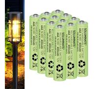 Soluminate AAA Solar Light Batteries Size AAA (400mAh) Rechargeable 1.2V Ni-MH Green Cells for use outdoors in garden lights (12-Pack)