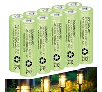 Soluminate Rechargeable AA Solar Light Batteries (1000mAh) for High Capacity Garden Solar Lights (10-Pack)