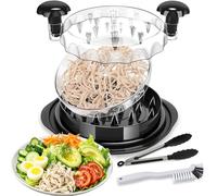 SoLuna.® Chicken Shredder 30cm, XL Size, 3 Layers - Chicken Meat Shredder Tool Twister with Cleaning Brush, Food Tong, Anti-Slip Base - Pulled Pork, Beef, Veggies - Dishwasher Safe & BPA Free (Black)