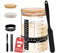 SoLuna.® Sourdough Starter Jar Kit 1 Litre/1000ml [Premium Glass] - Large Borosilicate Sourdough Starter Jar, Date Feeding Band/Thermometer/Spatula/Cloth Cover/Lid - Bread Making Accessories (Black)