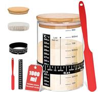 SoLuna.® Sourdough Starter Jar Kit 1 Litre/1000ml [Premium Glass] - Large Borosilicate Sourdough Starter Jar, Date Feeding Band/Thermometer/Spatula/Cloth Cover/Lid - Bread Making Accessories (Red)