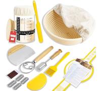 SoLuna.® Sourdough Starter Kit for Bread Making with Banneton Proofing Basket & 1 Litre/1000ml Jar [Premium Glass] - Large Borosilicate Sourdough Starter Jar - Handmade & Eco-friendly Basket (Yellow)