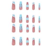 SOLUSTRE 1 Box Detachable Abs Fake Nails Full Cover French Style Long False Nail Tips for Home Use and Professional Salon Easy to Use Art Supply for Most People