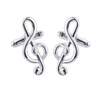 SOLUSTRE 1 Pair Silver Musical Note Cufflinks for Men, Alloy Material, Easy to Use Shirt Sleeve Decoration, Creative All-match Design, for Marriage and Valentine's Day