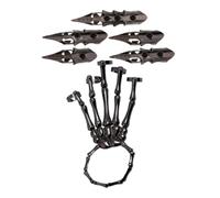 SOLUSTRE 1 Set Retro Punk Full Finger Claw Rings with Skull Hand Bracelet Dark Tech Inspired Gothic Accessory for Halloween and Cosplay Events