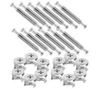 SOLUSTRE 10 Sets Double-ended Cam Lock Screws with Zinc Alloy 3-in-1 Connectors 48mm Double-headed Rod Furniture Cam Lock Fasteners for Cabinet, Wardrobe, and Drawer Assembly
