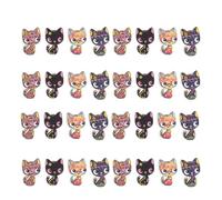 SOLUSTRE 100pcs Cat-Shaped Wood Buttons Colorful Pattern Two Holes Decorative Buttons for DIY Crafting Jewelry and Bags Accessories