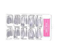 SOLUSTRE 100pcs Nail Art Tips and Extension Plates with Scale for Fast UV Gel Manicure Fake Nails for Professional and Salon Use