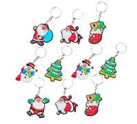 SOLUSTRE 10pcs Christmas Key Pendant Cute Santa Claus Snowman Keyrings Lightweight Holiday Party Favors for Festive Giving