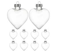 SOLUSTRE 10pcs Clear Heart Shaped Plastic Ornaments Seamless Transparent Fillable Baubles for Christmas Tree DIY Crafts Indoor Outdoor Holiday Decorations