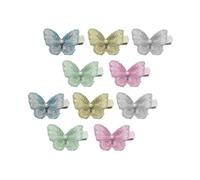 SOLUSTRE 10pcs Fabric Butterfly Hair Clips Non-slip Pearl Barrettes for Women Assorted Colour Easily Clip onto Hair for Birthday and Festival Random Color