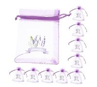 SOLUSTRE 10PCS Lavender Scented Drawstring Sachet Bags with Elegant Lavender Pattern Empty Gauze Pouches for Jewelry Closet Wardrobe and Home Fragrance Storage