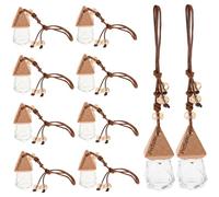 SOLUSTRE 10Pcs Refillable Car Essential Oil Diffuser Bottles with Lanyard Glass and Wood Aroma Container Empty Car Diffuser Bottles for Hanging Decoration and Fragrance