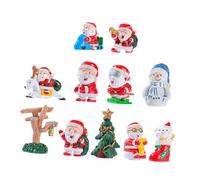 SOLUSTRE 11pcs Mini Christmas Figurines Tiny Resin Reindeer Snowman Santa Claus Decorations for Micro Landscape Festive Winter Ornament for Desk and Shelf Holiday Decor