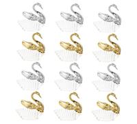 SOLUSTRE 12 Pcs Swan Shaped Candy Containers with Elegant European Design, Fillable and Shareable Plastic Boxes for Shower, Wedding Or Special Event Party Favour Storage