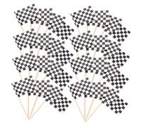 SOLUSTRE 120PCS Checkered Racing Flag Toothpicks Double Sided Printed Cupcake Toppers for Birthday Cakes Appetizers Cheese Platters and Cocktail Party Decorations