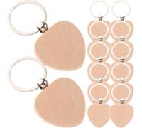 SOLUSTRE 12pcs DIY Wooden Keychain Blanks Crafted from Beech with Alloy Rings, Delicate and Creative Key Ring Blanks for Crafting Keychains Or Handbag Ornaments