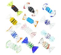 SOLUSTRE 12pcs Glass Candy Ornaments Mixed Style Colorful Desktop Decorations for Home Study Living Sweet Sculptures with Embedded Flowers