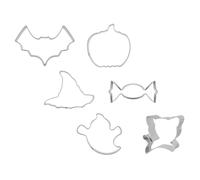 SOLUSTRE 12pcs Halloween Cookie Cutter Cartoon Biscuit Moulds Portable Baking Tools with Witch Hat Candy Bat Ghost Cat and Pumpkin Shapes for DIY Festive Treats