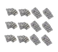 SOLUSTRE 12pcs Mini Resin Garden Steps for Dollhouse Accessories Micro Landscape Decorative Stone Stairs with Curved and Straight Designs Lawn and Bonsai Ornament
