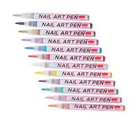 SOLUSTRE 12pcs Nail Art Pens Paint Markers for Precise Dots Lines and Patterns Lightweight Ergonomic Design Portable Nail Decorating Kit for DIY Manicure Creativity