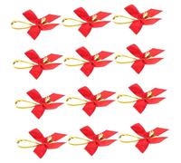 SOLUSTRE 12pcs Red Christmas Bow Ornaments with Bells Easy Hang Festive Decorations for Xmas Tree Wreath Garland Party Home Holiday Decor