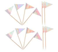 SOLUSTRE 12pcs Triangle Cupcake Flags Small Sticks for Cake Decorations Sturdy Dessert and Fruit Picks Multipurpose Food Toppers for Birthday Wedding and Holiday Parties