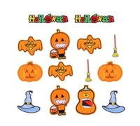 SOLUSTRE 14pcs Embroidery Pumpkin Patch, Halloween Cloth Patch, Iron on Applique, Polyester Non-Woven Fabric, Halloween Harvest Decoration