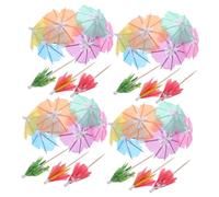 SOLUSTRE 150pcs Colorful Mini Cocktail Umbrellas Paper Picks for Drinks Reusable Party Decorations with Secure Fit Assorted Tropical Designs for Weddings Hawaiian Luau Cupcakes and Fruit
