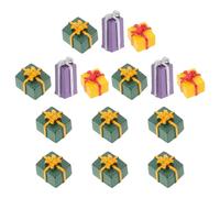 SOLUSTRE 15pcs Christmas Box DIY Ornaments Trinkets Plastic Decorative Accessories with Traditional Festival Design for Phone Decoration and Headwear in Red Purple Yellow Green Assorted style