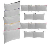 SOLUSTRE 15Pcs DIY Canvas Zipper Pouches with Zippers Beige Blank Sublimation Pencil Bags for Makeup Cosmetic Toiletry and Stationery Storage Portable Craft Bags for Travel
