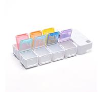 SOLUSTRE 1pc Portable Smart Pill Box with Timer Alarm Reminder Rainbow Colored See-Through Lids Large Capacity Medicine Storage Case Without Battery for Daily Medication Management