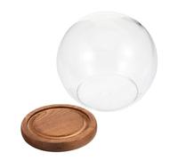 SOLUSTRE 1Set Glass Dome for Preserved Flowers with Vintage Wood Base Elegant Terrarium Display Cloche for Home Decor for Gardens and Keepsakes