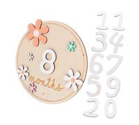 SOLUSTRE 1Set Milestone Discs Double Sided Monthly Growth Cards for Newborn Photography Cute Floral Design Safe Natural Wood Keepsake for Showers and