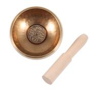SOLUSTRE 1set Professional Meditation Copper Buddha Sound Bowl Set with Mallet and Gasket Flat Bottom Tibetan Singing Bowl for Yoga Relaxation Mind-body Harmony Portable Spiritual Tool