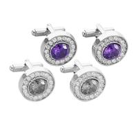 SOLUSTRE 2 Pairs round Zircon Alloy Cufflinks for Men, Shirt Cufflinks with Stable and Practical Design, Suitable for A Wide Range of Occasions, Sophisticated and Elegant Tuxedo Accessories