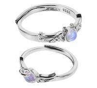 SOLUSTRE 2 Pcs Angel and Demon Rings for Couples, Modern Minimalist Copper Wedding Ring Sets Symbolic Patterns, Versatile Use for Dates and Weddings