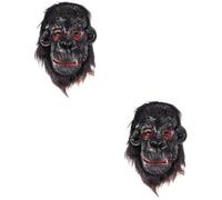 SOLUSTRE 2 Pcs Black Gorilla Mask for Halloween Party, Full Face Plastic Mask with Fine Workmanship, Safe and Creative Appearance, for Cosplay and Scary Dress-up Events