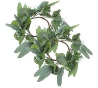 SOLUSTRE 2 Pcs Candle Rings Artificial Eucalyptus Leaves Wreaths Silk Fabric Green Realistic Shapes Finely Crafted Versatile Use Table Centerpieces for Party Decoration