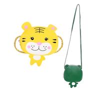 SOLUSTRE 2 Pcs Girls Cartoon Frog and Tiger PU Leather Shoulder Messenger Bags with Adjustable Straps for Toddlers, for Shopping and Traveling, Store Change and Small Items