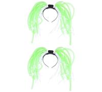 SOLUSTRE 2 Pcs Green Flashing Hair Extension Headband Made of Sturdy Pp Material for Night Events and Holidays, Light up Tube Hair Accessory for Halloween and Party Wear Random Color