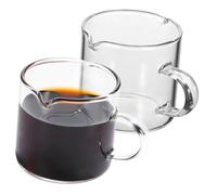 SOLUSTRE 2 Pcs High Borosilicate Glass Espresso Cups with Comfortable Handles Heat Resistant Small Coffee Mugs for Daily Use Clear Creamer Pitchers for Hot Drinks
