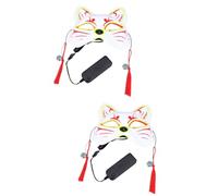 SOLUSTRE 2 Pcs Luminous Kitten LED Mask Glow Light-up Pvc Face Mask Bendable for Festivals and Ktv Parties, for Gorgeous Dancers with Unique Glow Shapes
