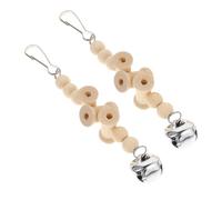 SOLUSTRE 2 Pcs Parrot Chewing Wooden Bird Bite with Bell for Small Birds Hanging Developing Skills
