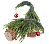 SOLUSTRE 2 Pcs Small Tabletop Christmas Tree Miniature PE Pine Needle Trees with Weighted Base for Holiday Desk Decor Festive Indoor Centerpiece for Living Office