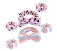 SOLUSTRE 2 Sets Creative Bow Face Wash Headbands and Wrist for Women, Comfortable Cloth Material Absorbent Design to Prevent Water Flowing down Arms, for Face Washing and Daily Wear