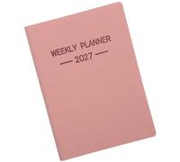 SOLUSTRE 2027 Mini Daily Planner A7 Pocket Notebook with Pu Cover for Work and Personal Events, Elegant Small Purse Calendar with Weekly Planning and Easy Writing in Pink